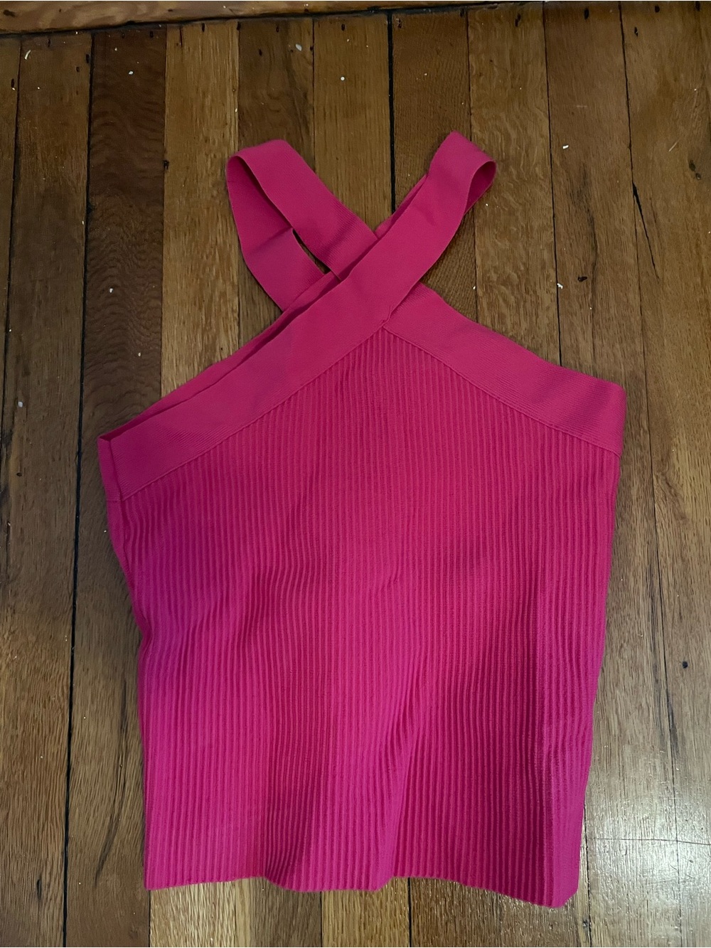 Bailey 44 Hot Pink One-Shoulder Ribbed Tank Dress